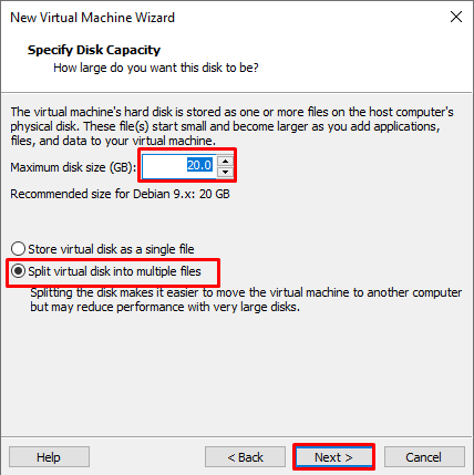 Specify Disk Capacity