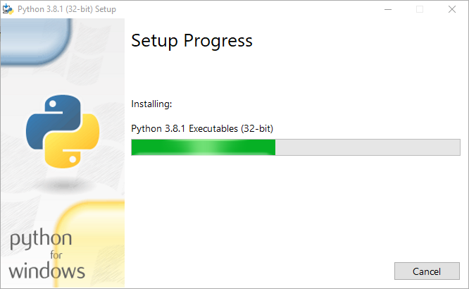 Python setup progress