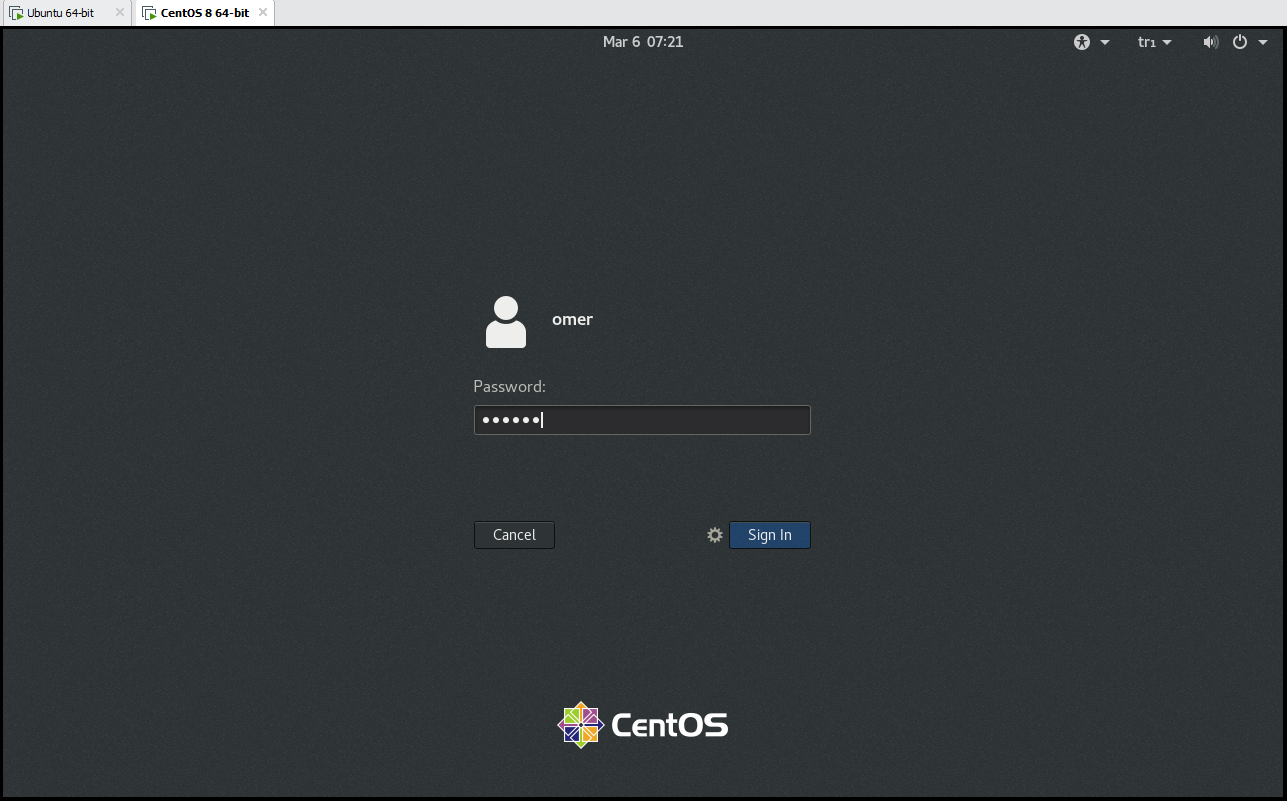 CentOS User and Password