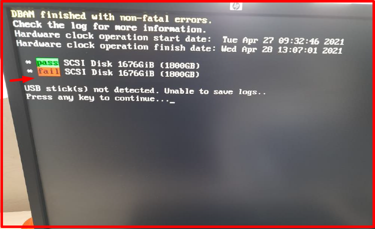 Disk wipe could not be completed