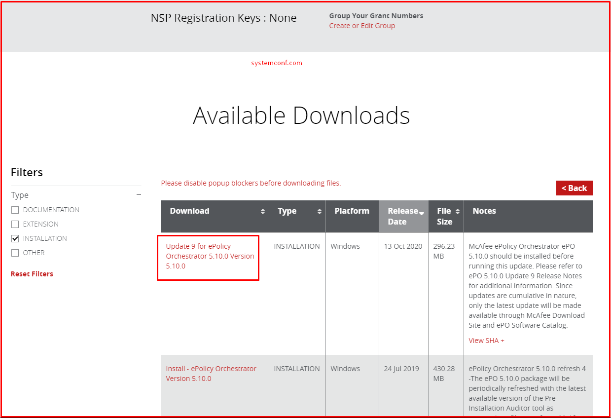 McAfee ePO 5.10.0 Update 9 download