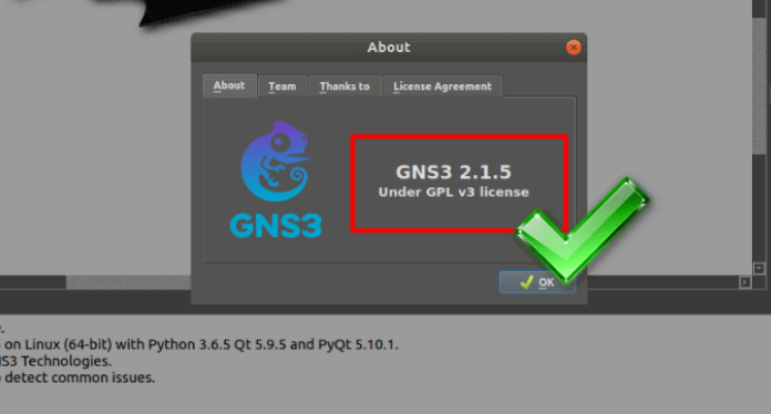 GNS3 About