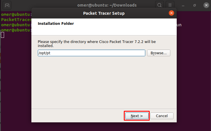 configure the installation folder