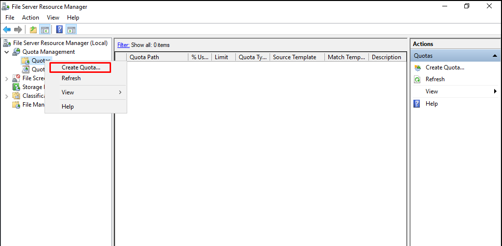 Create Quota…