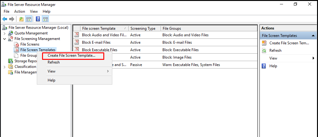 Create File Screen Template…