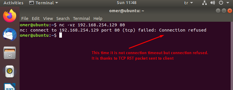 Linux gives a negative response to the client