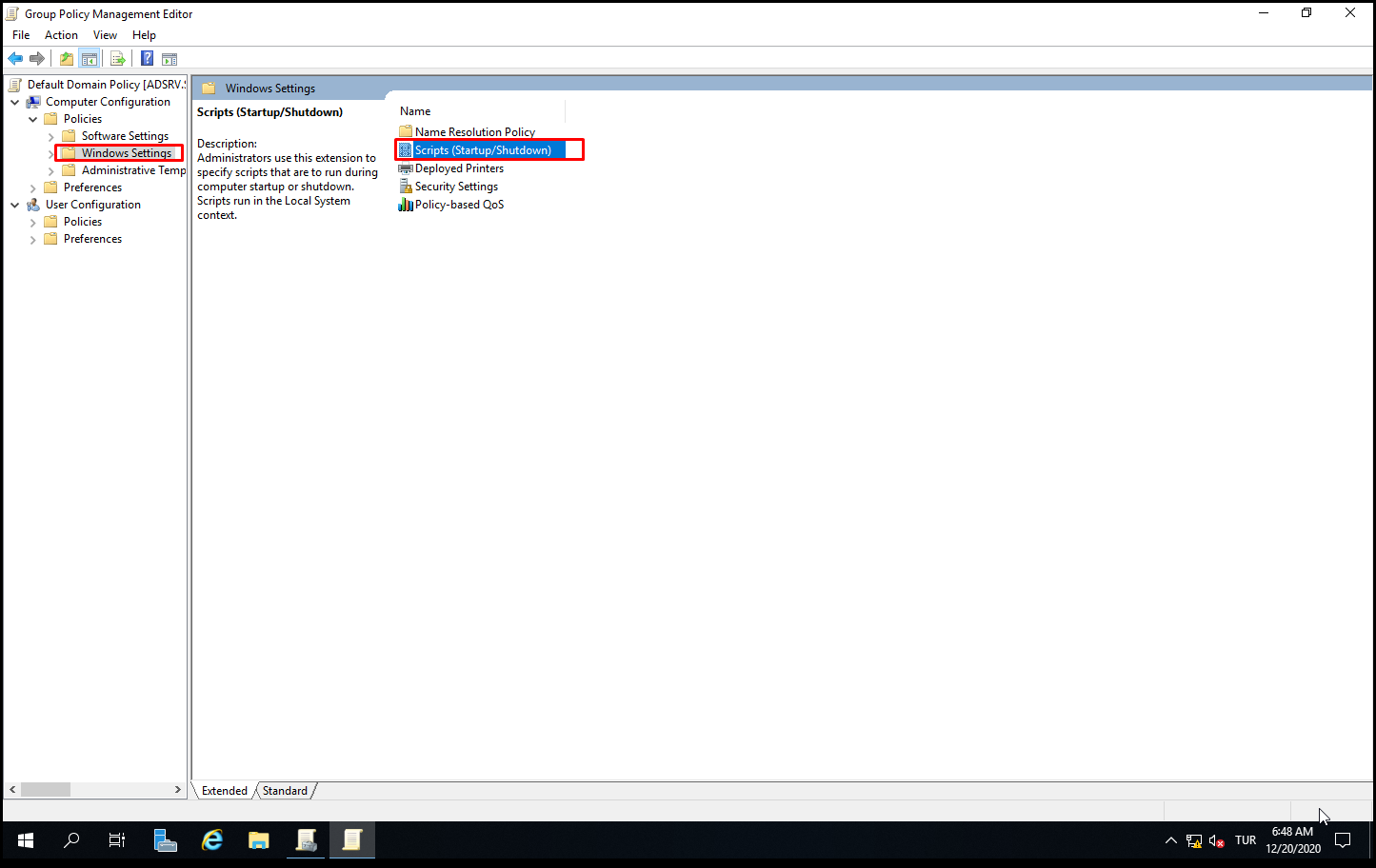 Policies>Windows Settings