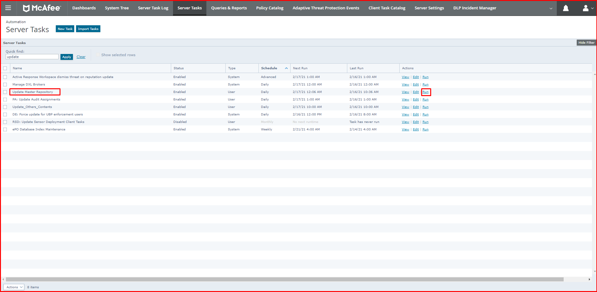 Run "Update Master Repository"