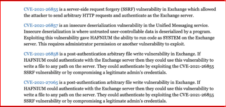 Exchange Server vulnerability