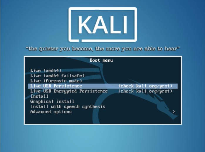 Siege madlavning bryllup How to Install Persistent Kali Linux on USB? – SYSTEMCONF