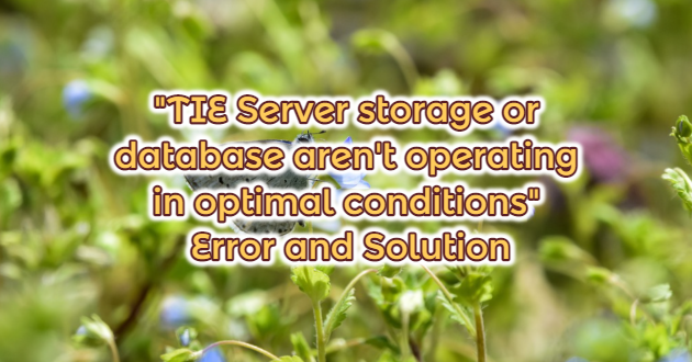 “TIE Server storage or database aren’t operating in optimal conditions” Error and Solution