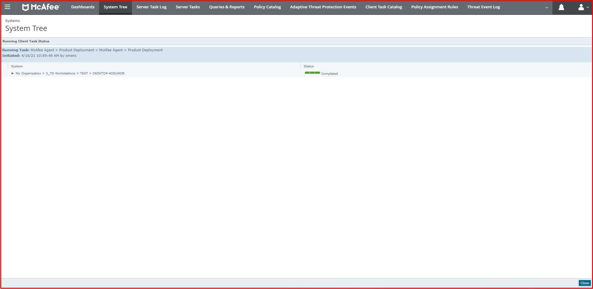 Running Client Task Status