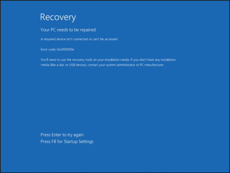 E recover. Ошибка загрузки виндовс 10 0xc000000e. Виндовс ошибка 0xc000000e. 0xc000000e при загрузке Windows. Ошибка 0xc000000e Windows 10.