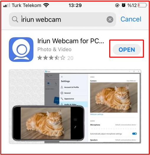 install iriun webcam in phone