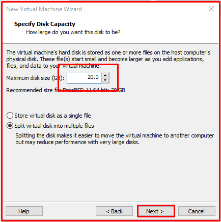 Specify Disk Capacity